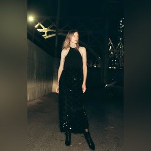 Zara Sequin Knit Halter Dress